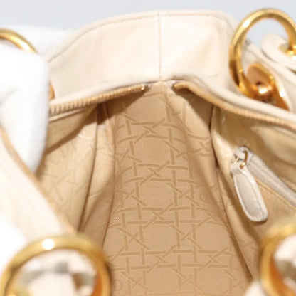 Christian Dior Lady Dior Cannage Quilt Lambskin, Beige, Leather, Handbag