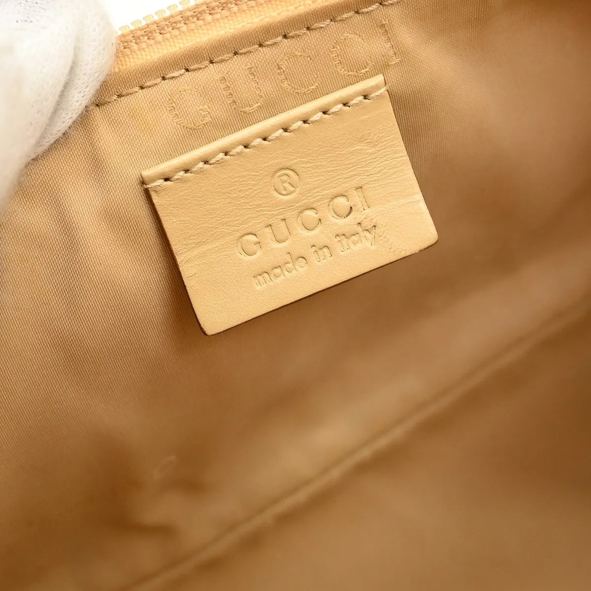 Gucci Web Boat Pochette GG Canvas, Beige, Canvas, Handbag