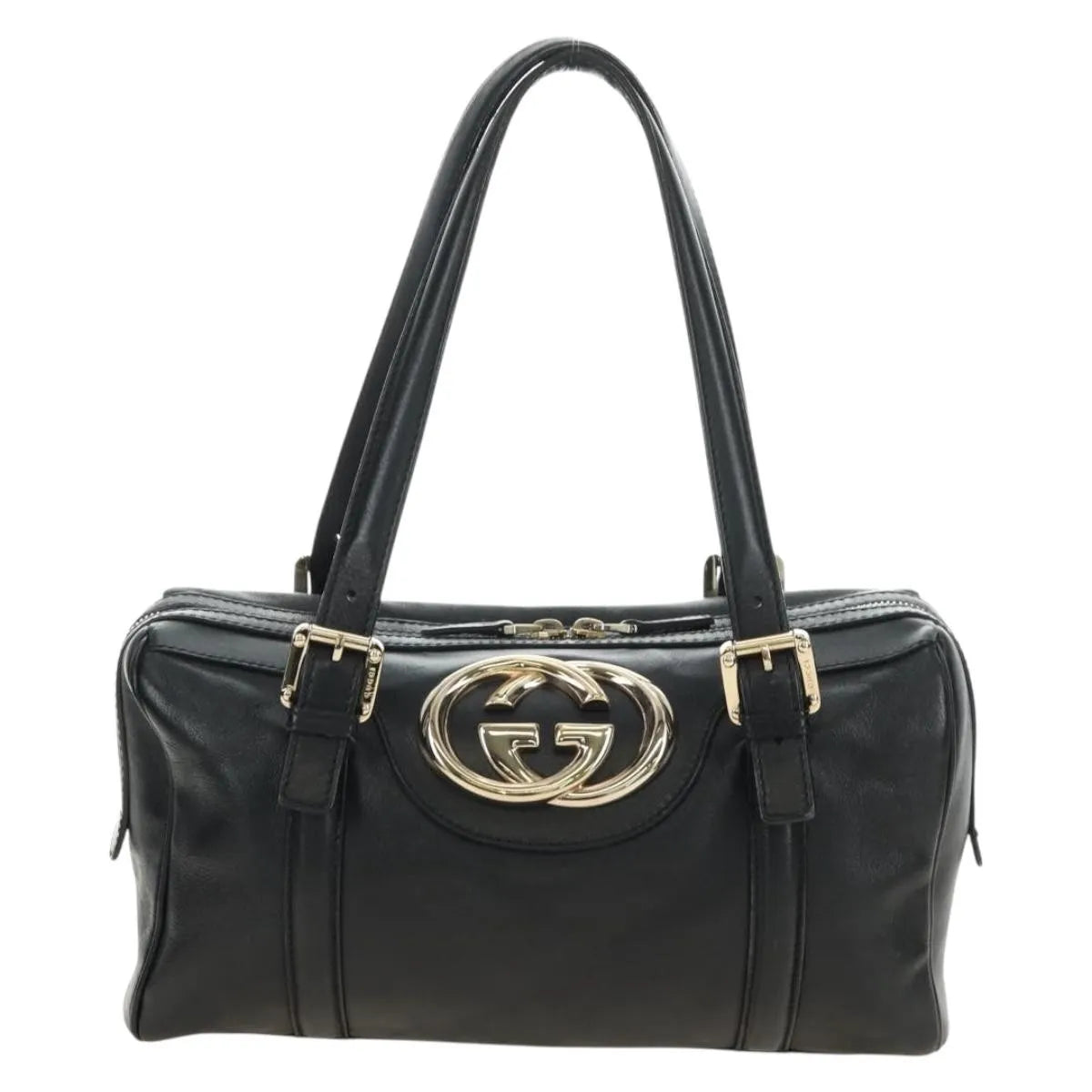 Gucci Britt Boston Duffle Leather, Black, Leather, Handbag