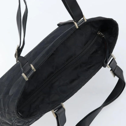 Salvatore Ferragamo Gancini Tote Gancini Canvas, Black, Nylon, Tote Bag