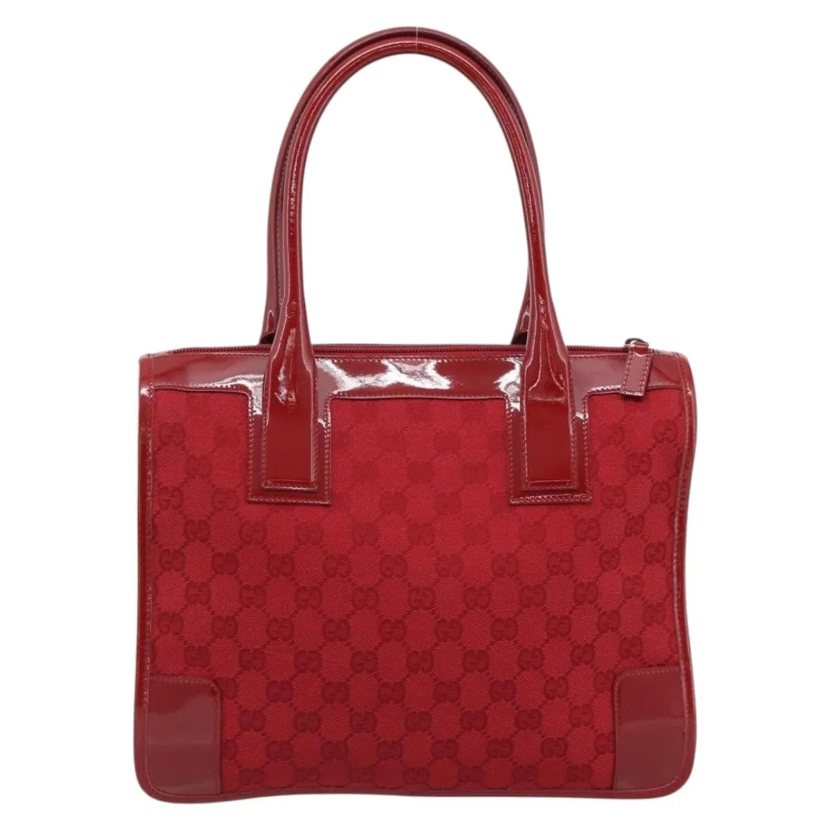 Gucci Structured Top Handle Open Tote GG Canvas, Red, Canvas, Handbag