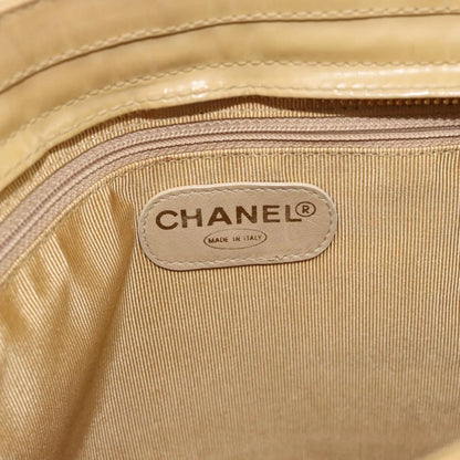 Chanel Vintage Front Pocket Leather, Beige, Patent Leather, Shoulder Bag