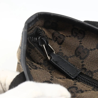 Gucci Vintage Front Pocket Tote GG Coated Canvas with Leather, Black, Canvas, Tote Bag