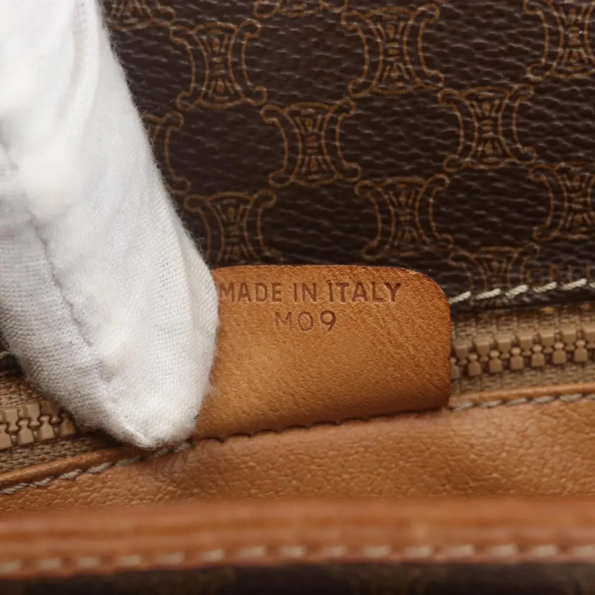 Celine Vintage Macadam Canvas and Leather, Brown, Canvas, Shoulder Bag