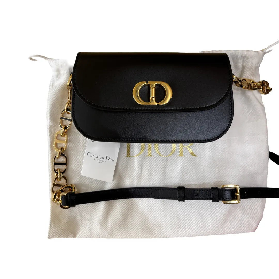 Christian Dior 30 Montaigne Avenue Leather, Black, Leather, Handbag