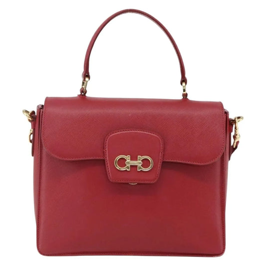 Salvatore Ferragamo Gancini Leather, Red, Leather, Handbag