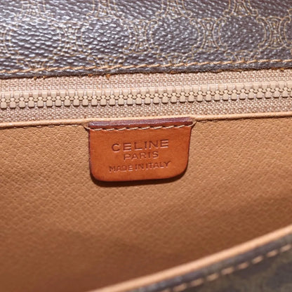 Celine Vintage Macadam Canvas and Leather, Brown, Canvas, Shoulder Bag