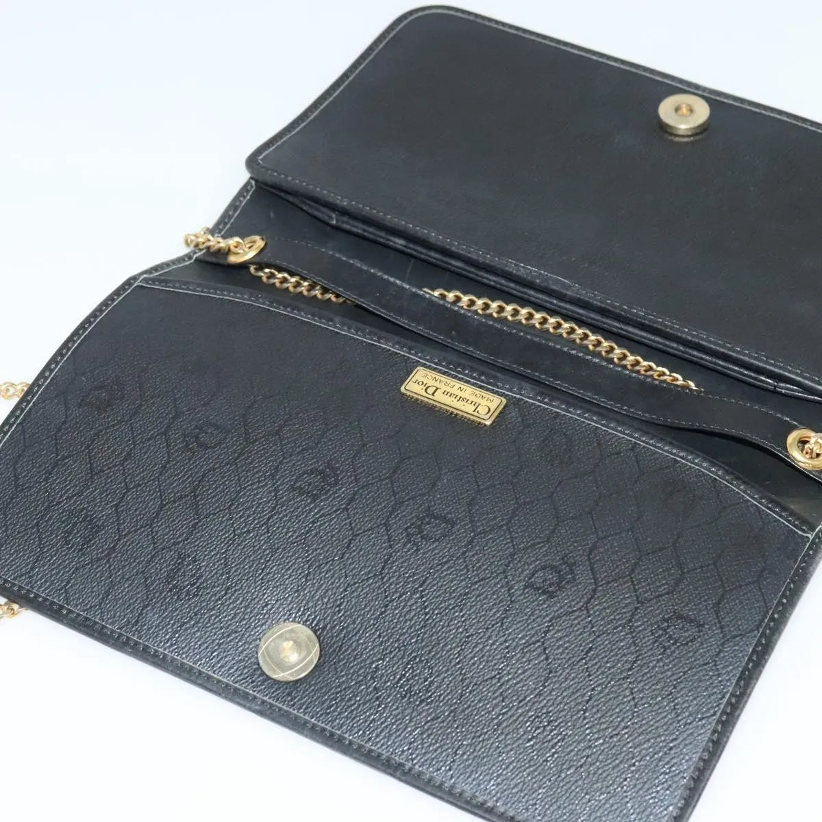 Christian Dior Vintage Honeycomb Canvas, Black, Canvas, Shoulder Bag