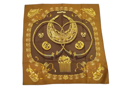 Hermes Carré 90 Silk multicolor, Brown, Silk, Scarf