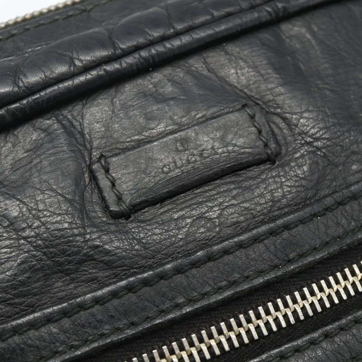 Gucci Front Zip Messenger Guccissima Leather, Black, Leather, Shoulder Bag