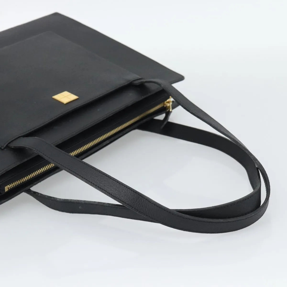 Saint Laurent Vintage Leather, Black, Leather, Tote Bag