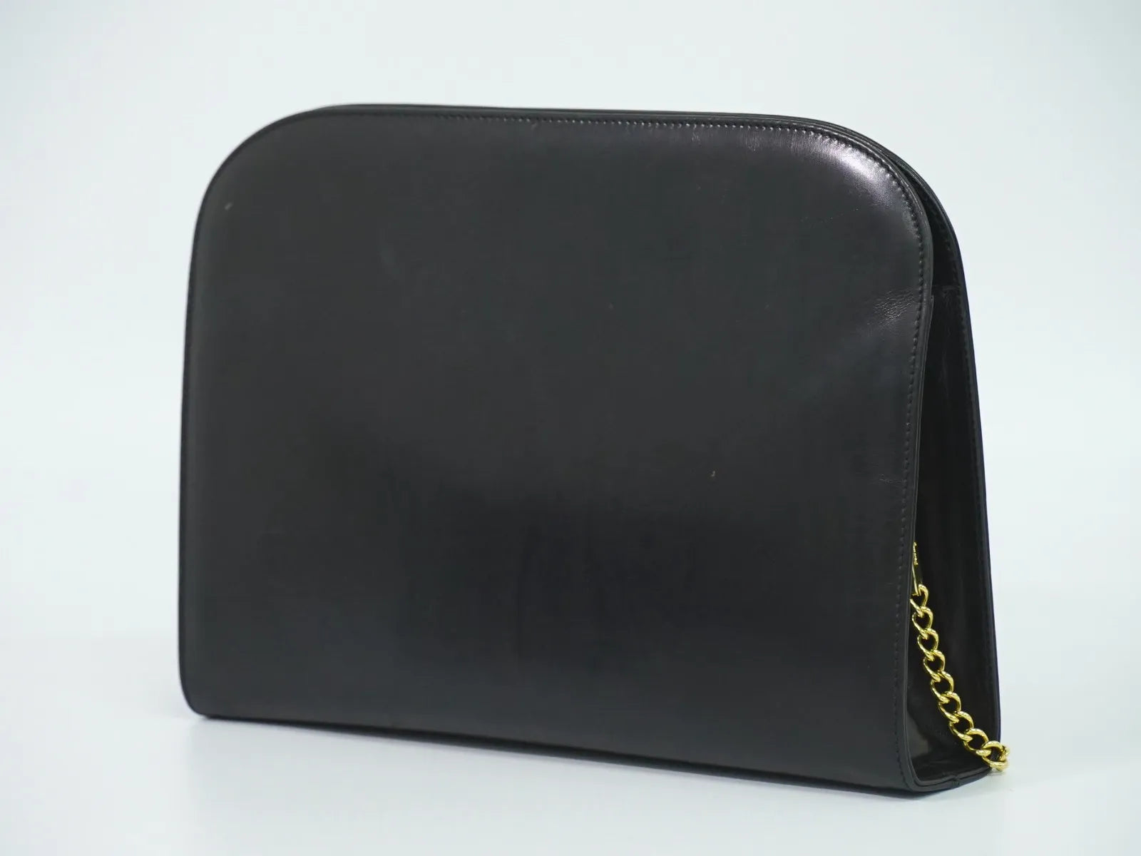 Salvatore Ferragamo Vintage Gancini Chain Leather, Black, Leather, Shoulder Bag