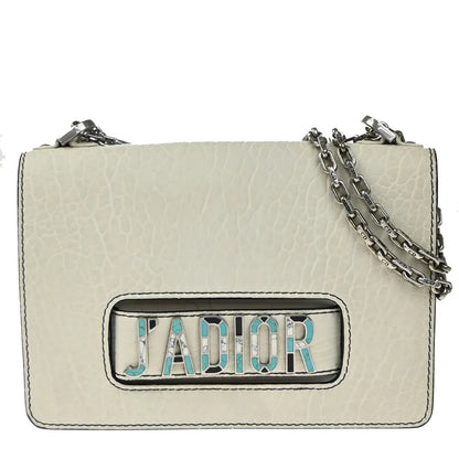Christian Dior J'Adior Flap Canyon Grained Lambskin with Mosaic Detail, White, Leather, Shoulder Bag