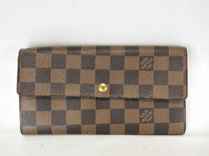 Louis Vuitton Portefeuille Sarah Damier, Brown, Canvas, Wallet