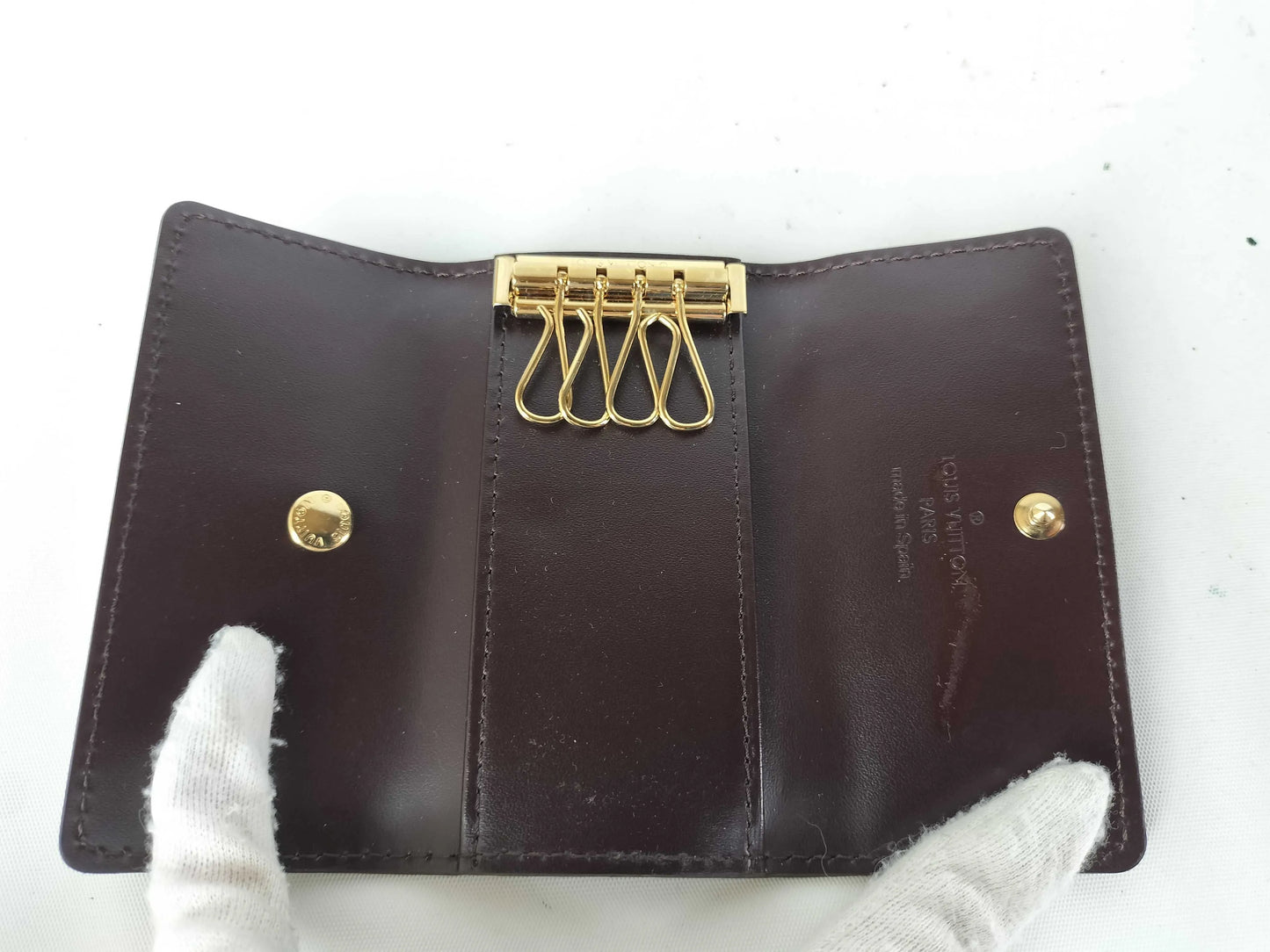Louis Vuitton Multiclés 4 Cuir verni, Burgundy, Patent Leather, Wallet