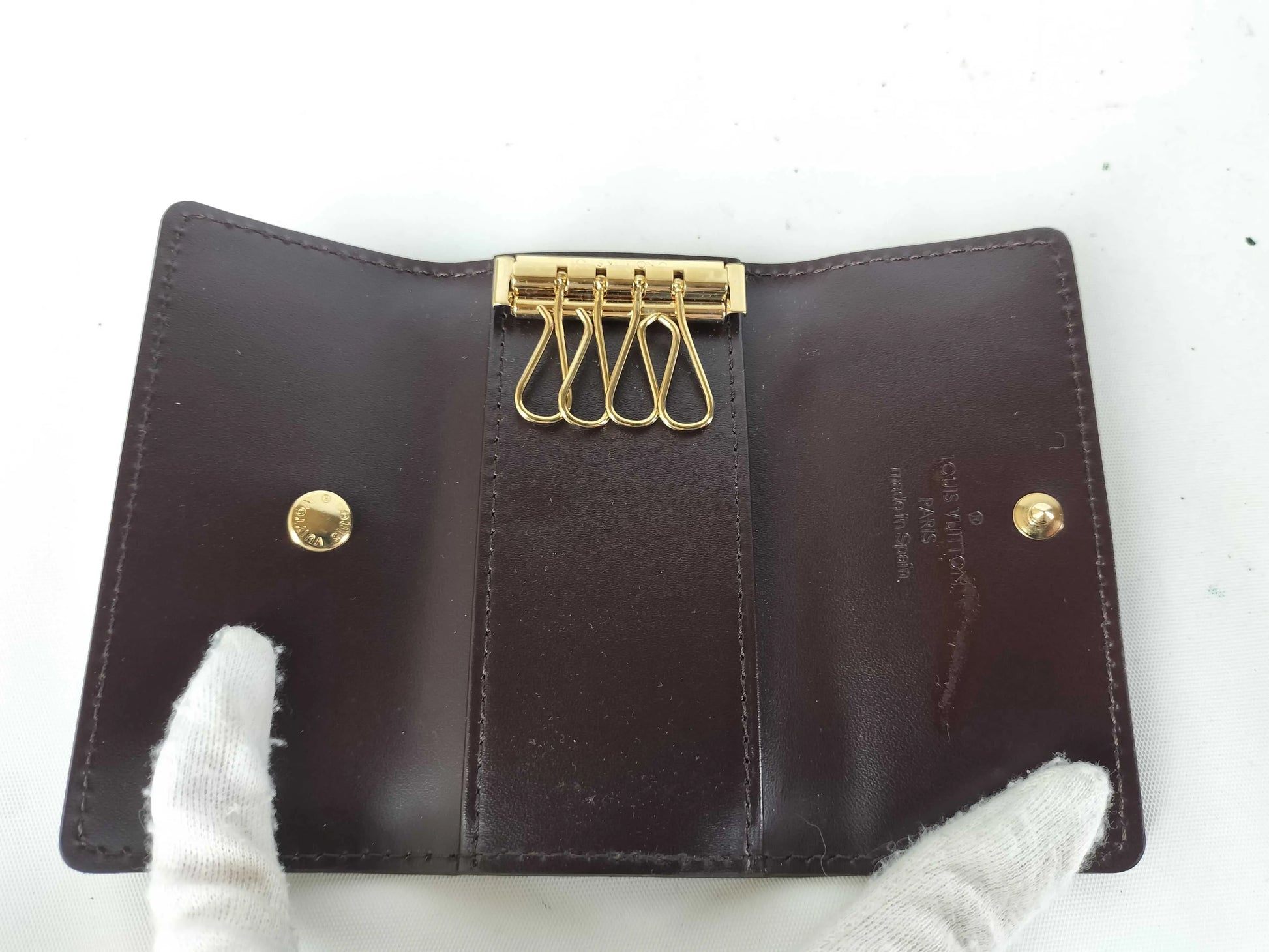 Louis Vuitton Multiclés 4 Cuir verni, Burgundy, Patent Leather, Wallet