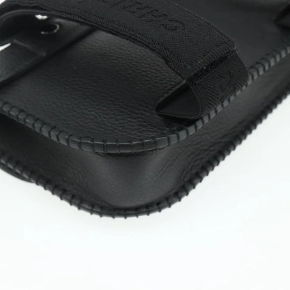Christian Dior Saddle Pouch Belt Leather, Black, Leather, Clutch