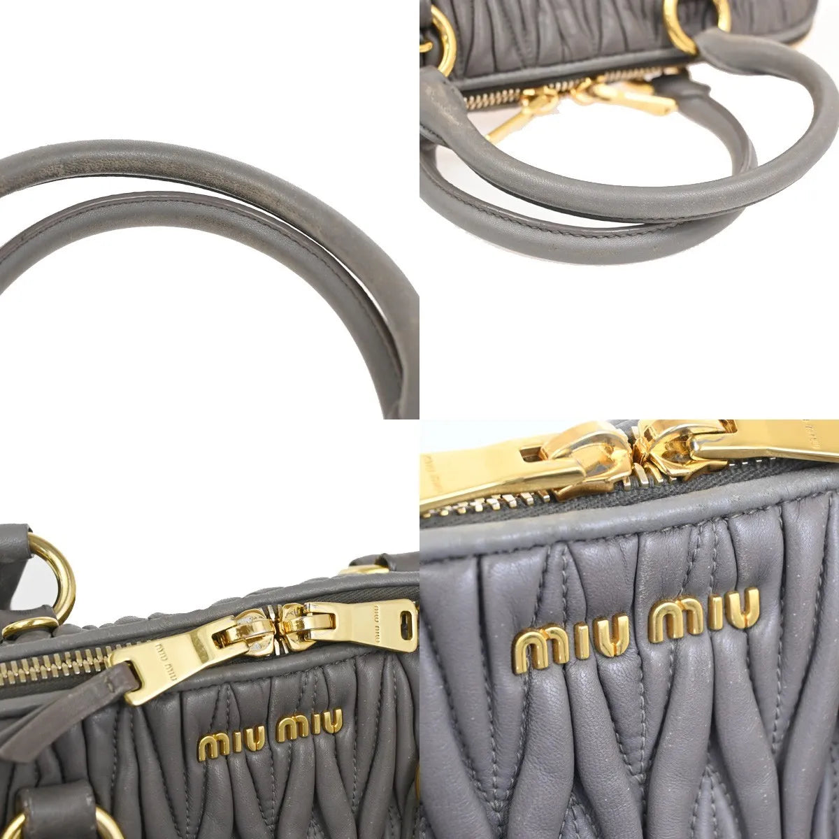 Miu Miu Madras Bowler Matelasse Leather, Purple, Leather, Handbag