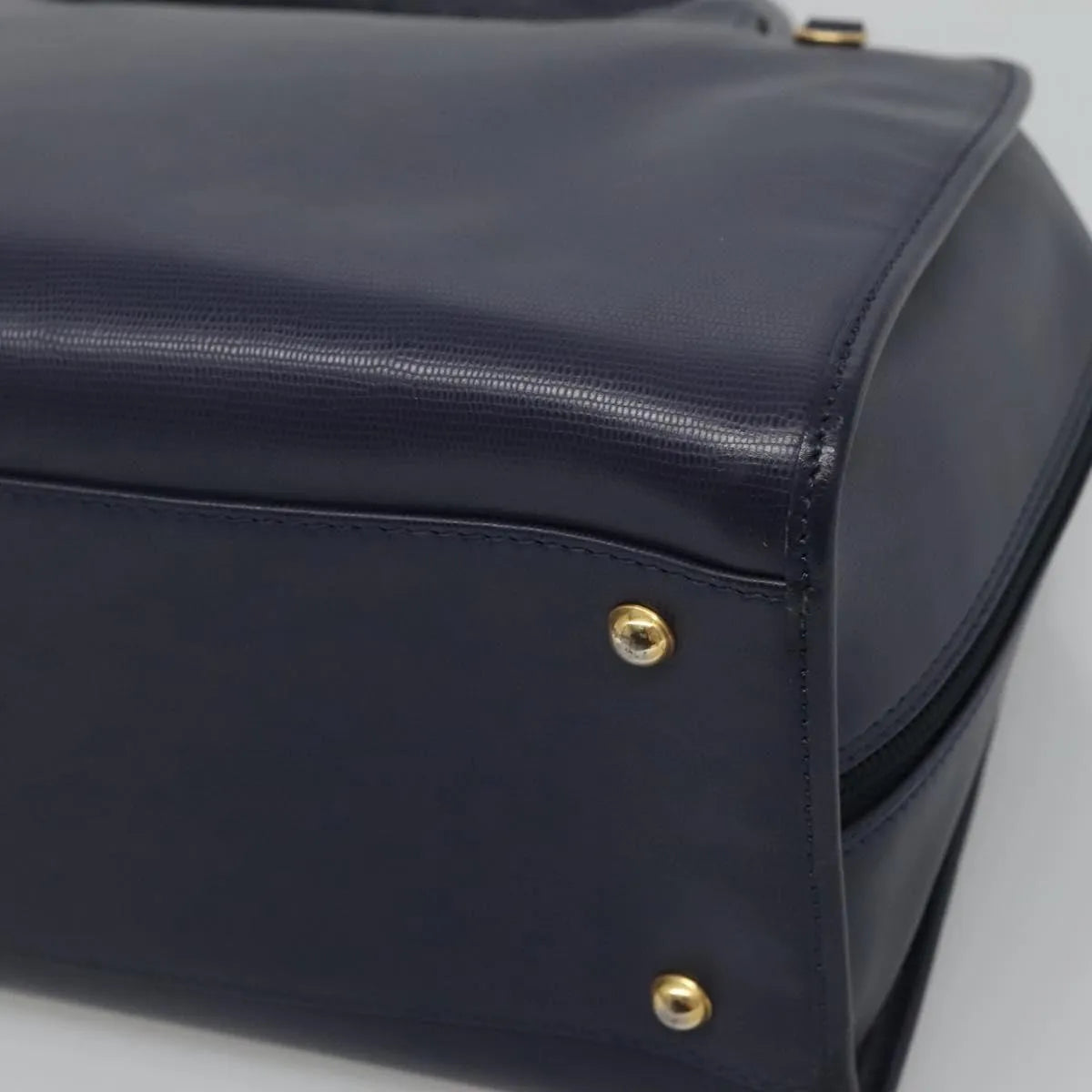 Celine Circle Logo Leather, Blue, Leather, Handbag