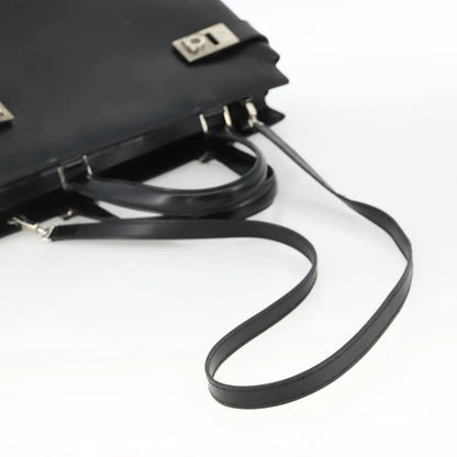 Salvatore Ferragamo Double Gancini Side Buckle Tote Leather, Black, Leather, Handbag