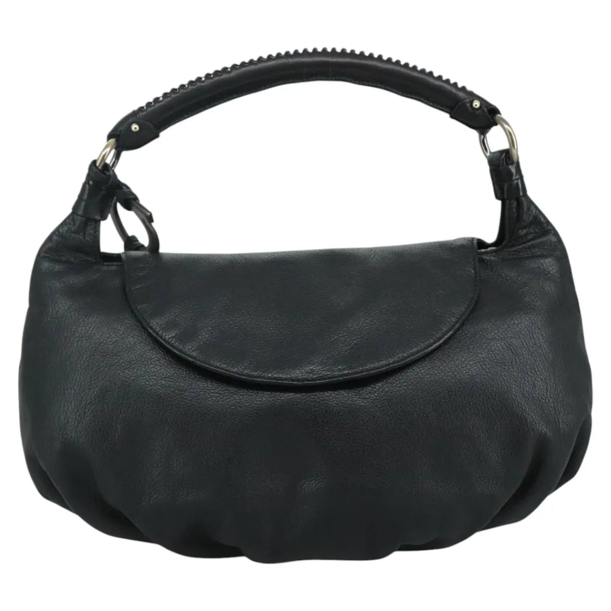 Salvatore Ferragamo Gancini Leather, Black, Leather, Handbag