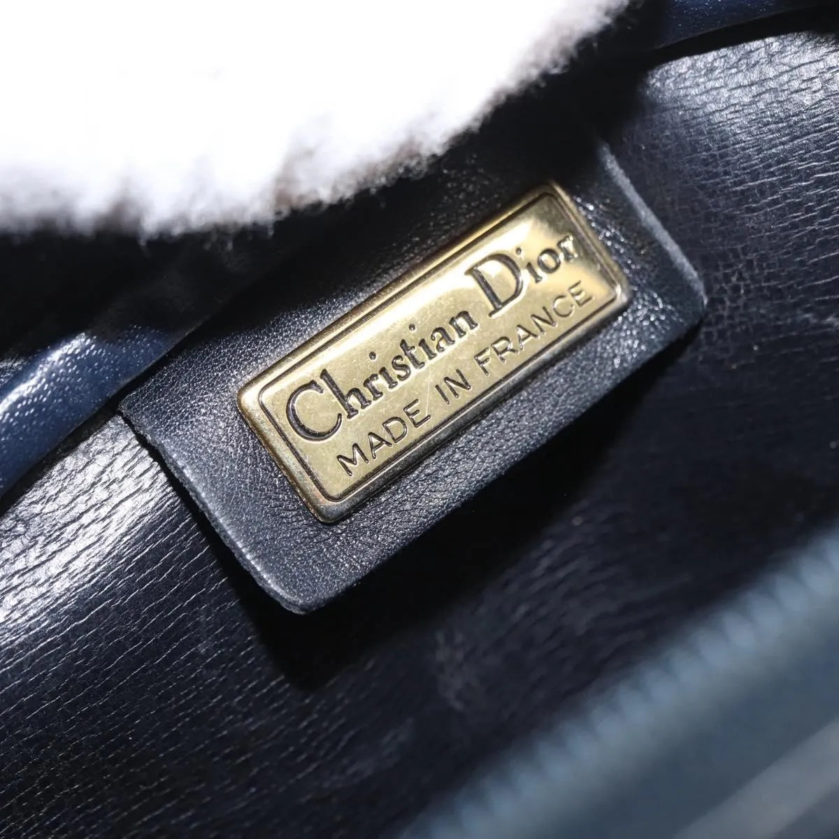 Christian Dior Vintage CD Logo Leather, Navy, Leather, Shoulder Bag