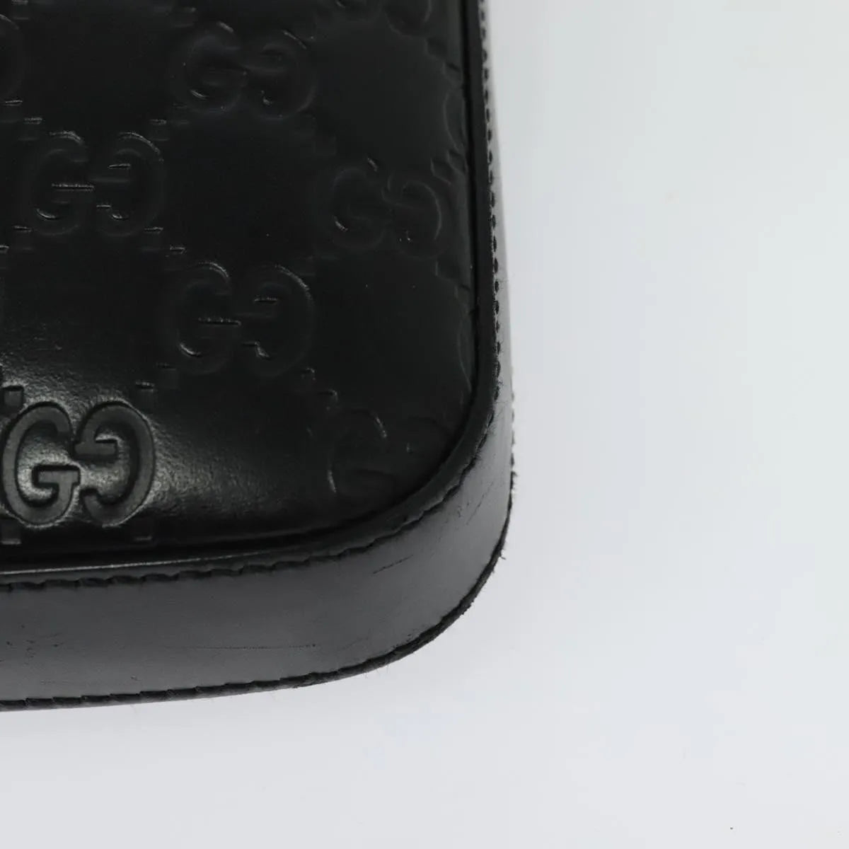 Gucci Signature Zip Messenger Guccissima Leather, Black, Leather, Shoulder Bag
