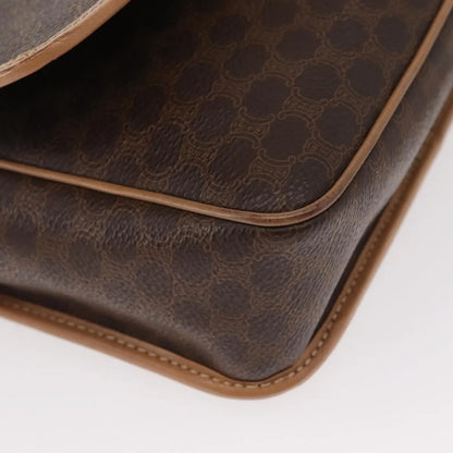 Celine Vintage Macadam Circle Logo Canvas and Leather, Brown, Canvas, Shoulder Bag