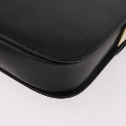 Celine Vintage Circle Logo Leather, Black, Leather, Shoulder Bag