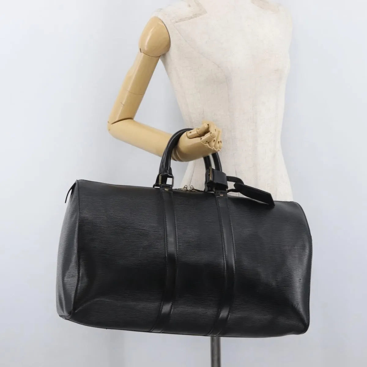 Louis Vuitton Keepall Epi Leather, Black, Leather, Travel Bag