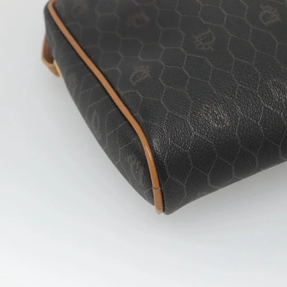 Christian Dior Vintage Honeycomb Canvas and Leather, Black, Canvas, Shoulder Bag