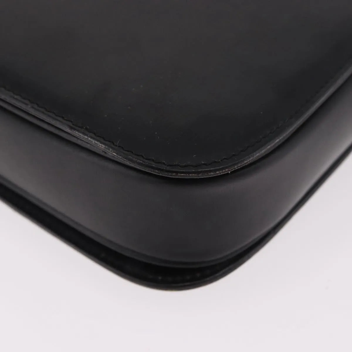Celine Vintage Circle Logo Leather, Black, Leather, Shoulder Bag