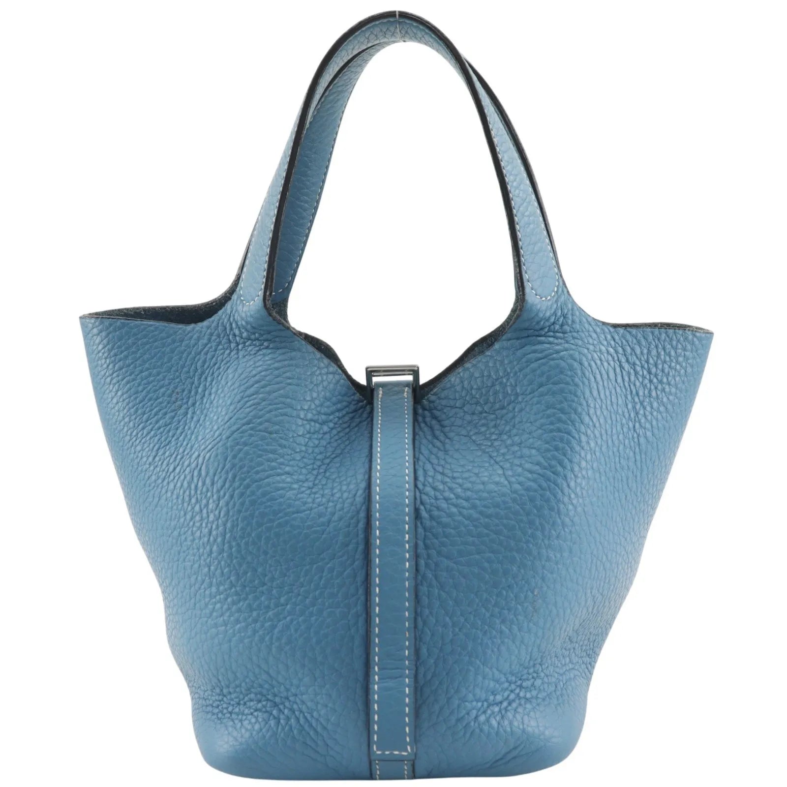 Hermes Picotin Lock Clemence, Blue, Leather, Handbag