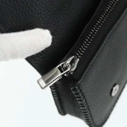 Christian Dior Saddle Pouch Belt Leather, Black, Leather, Clutch