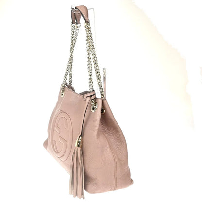 Gucci Soho Chain Strap Leather, Pink, Leather, Shoulder Bag