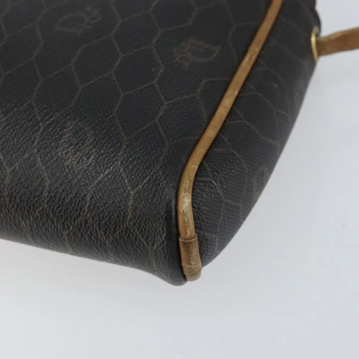 Christian Dior Vintage Honeycomb Canvas and Leather, Black, Canvas, Shoulder Bag