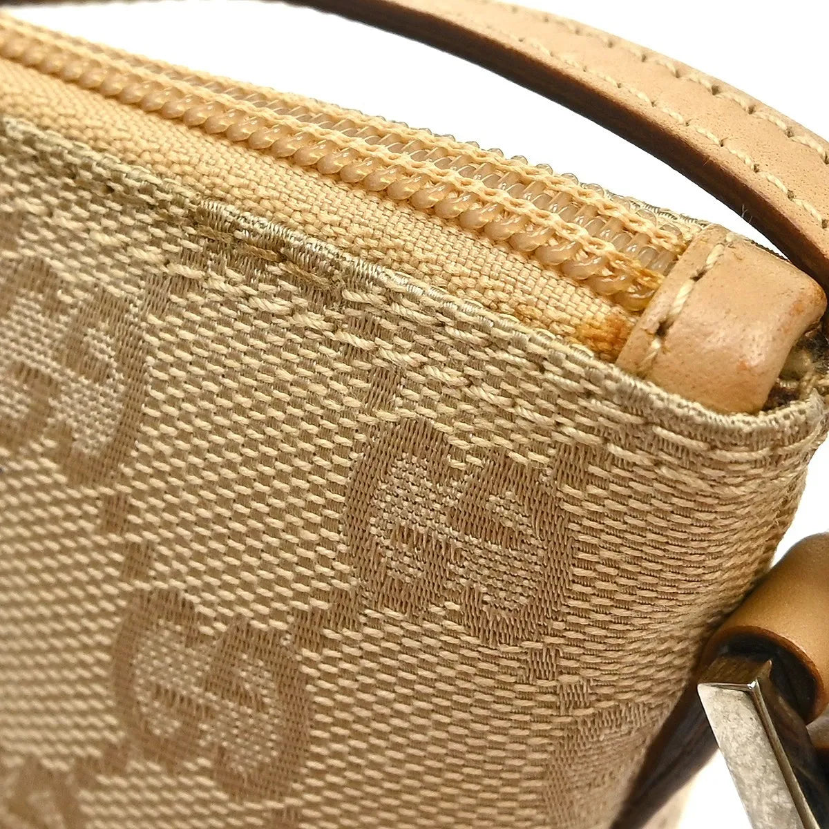Gucci Web Boat Pochette GG Canvas, Beige, Canvas, Handbag