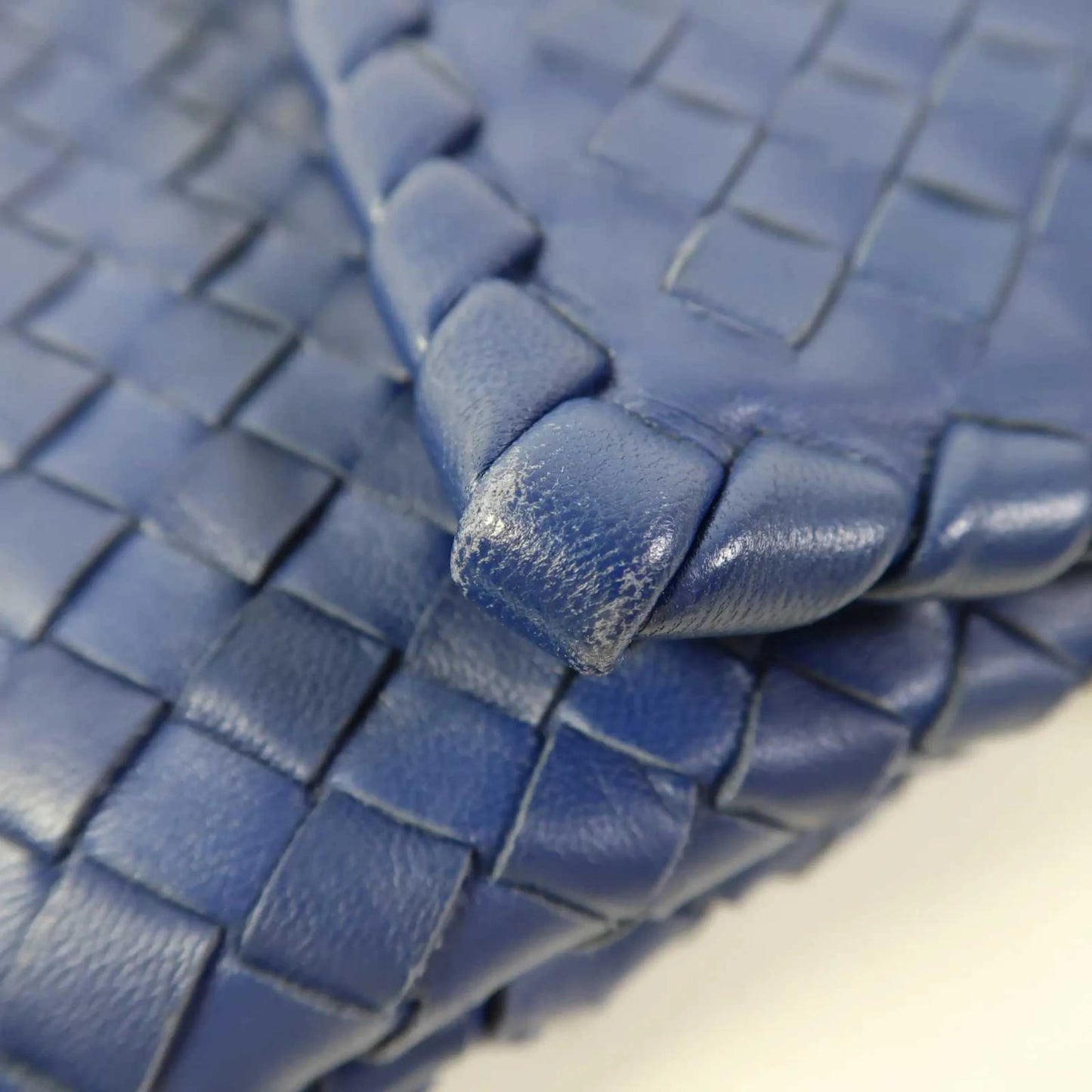Bottega Veneta Olimpia Intrecciato Microstuds Lambskin, Blue, Leather, Handbag