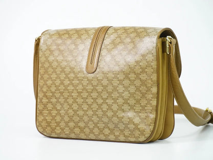 Celine Vintage Macadam Canvas and Leather, Beige, Canvas, Shoulder Bag