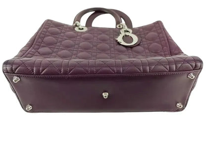 Christian Dior Lady Dior East-West Leather, Purple, Leather, Handbag