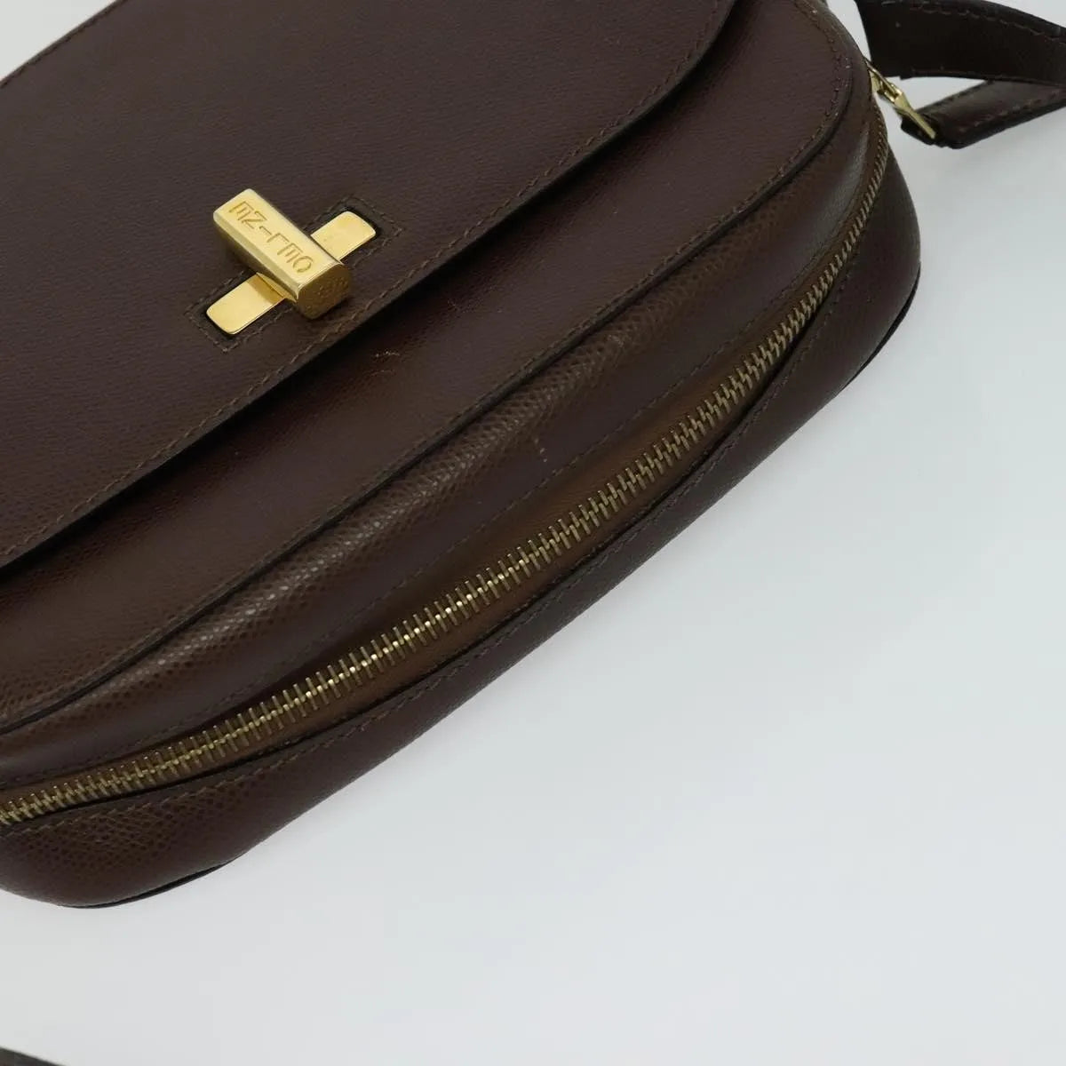 Celine Vintage Turnlock Leather, Brown, Leather, Shoulder Bag