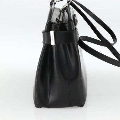 Salvatore Ferragamo Double Gancini Side Buckle Tote Leather, Black, Leather, Handbag