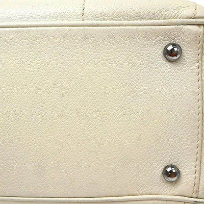 Chanel Square Stitch CC Boston Quilted Leather, White, Leather, Handbag