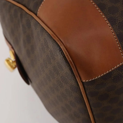 Celine Vintage Macadam Boston Canvas and Leather, Brown, PVC, Handbag