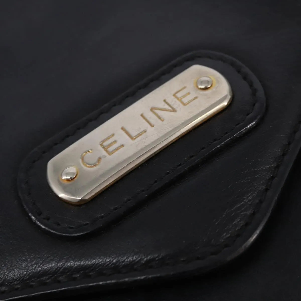 Celine Vintage Leather, Black, Leather, Shoulder Bag