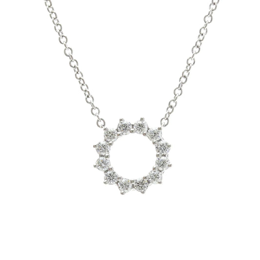 Tiffany & Co. Open Circle Pendant Platinum with Diamonds, Silver, Platinum, Necklace