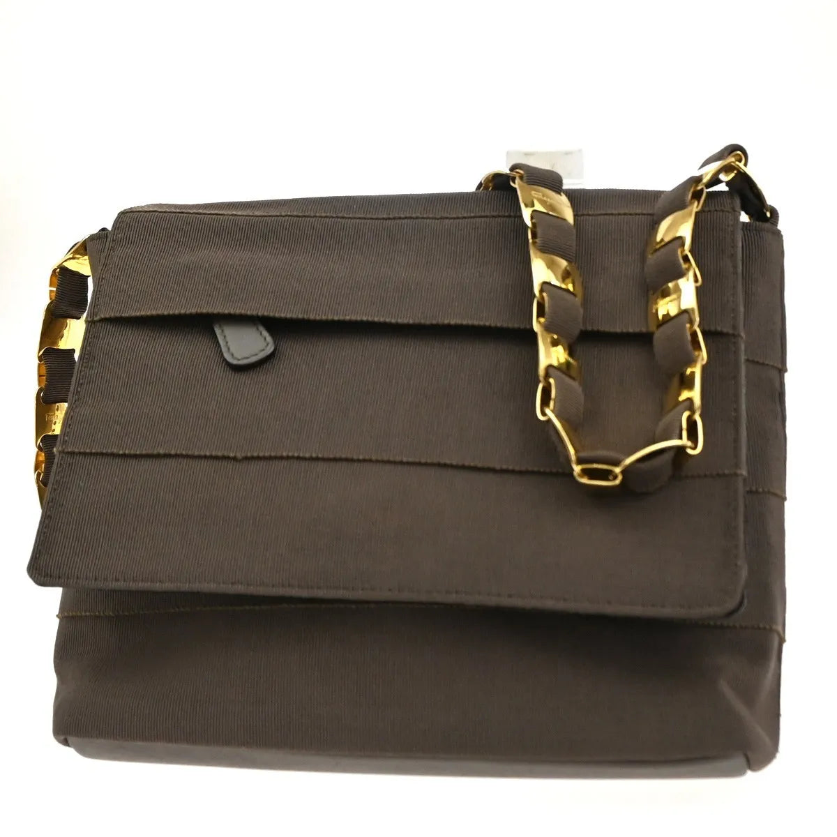 Salvatore Ferragamo Vala Canvas, Brown, Canvas, Shoulder Bag