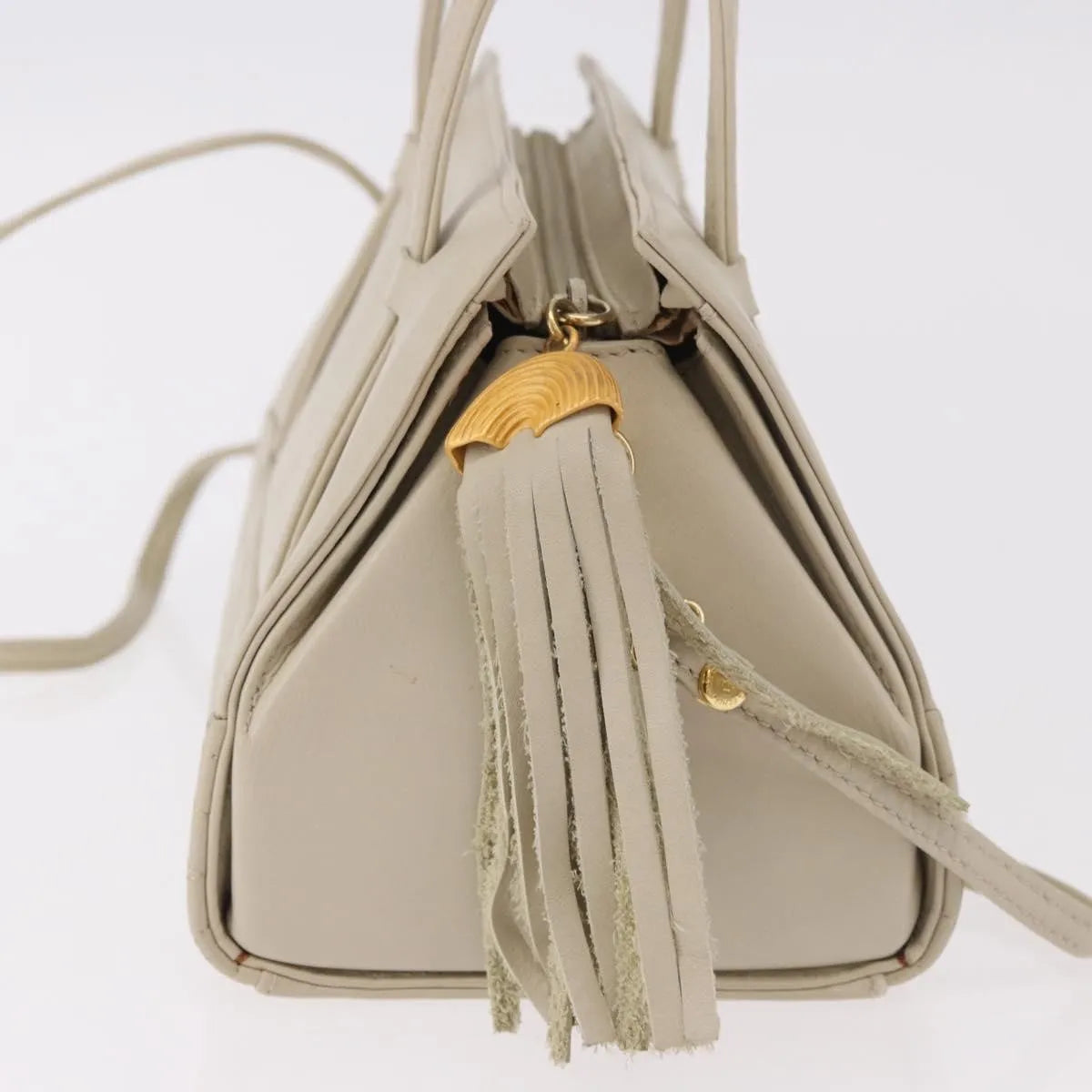 Fendi Vintage Handbag Leather, Beige, Leather, Handbag