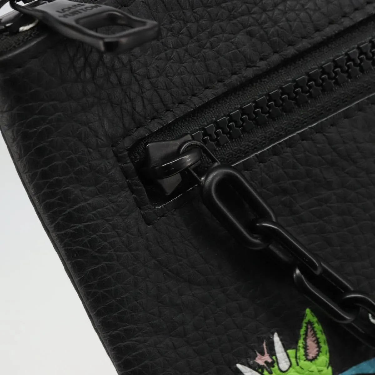 Louis Vuitton LV Friends A4 Printed Monogram Taurillon Leather, Black, Canvas, Clutch