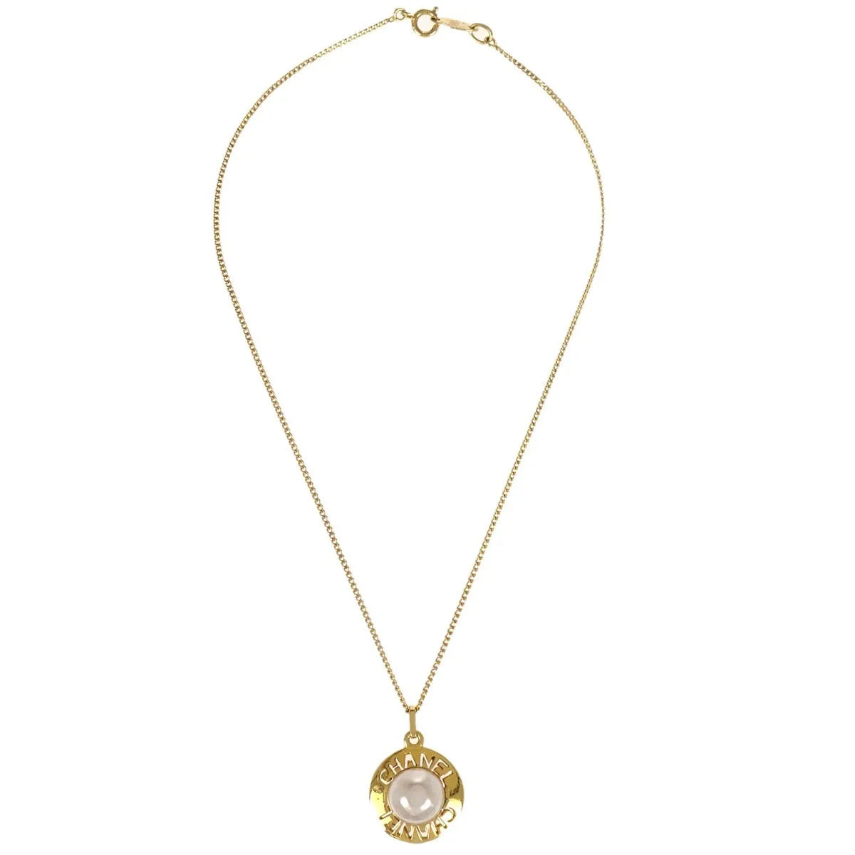 Chanel CC Chain Metal with Faux Pearls, Gold, Gold Plated, Necklace